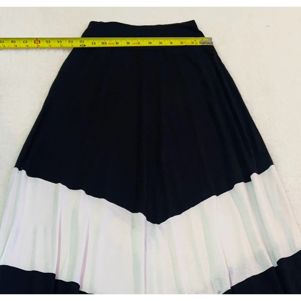 AGB Womens Black White Chevron Colorblock Maxi Skirt Size S Made in USA